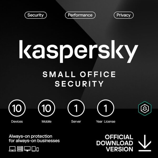 Kaspersky Small Office Security | 10 Devices 10 Mobile 1 Server | 1 Year | Windows/Mac/Android/WinServer | (Email Delivery) Global Key