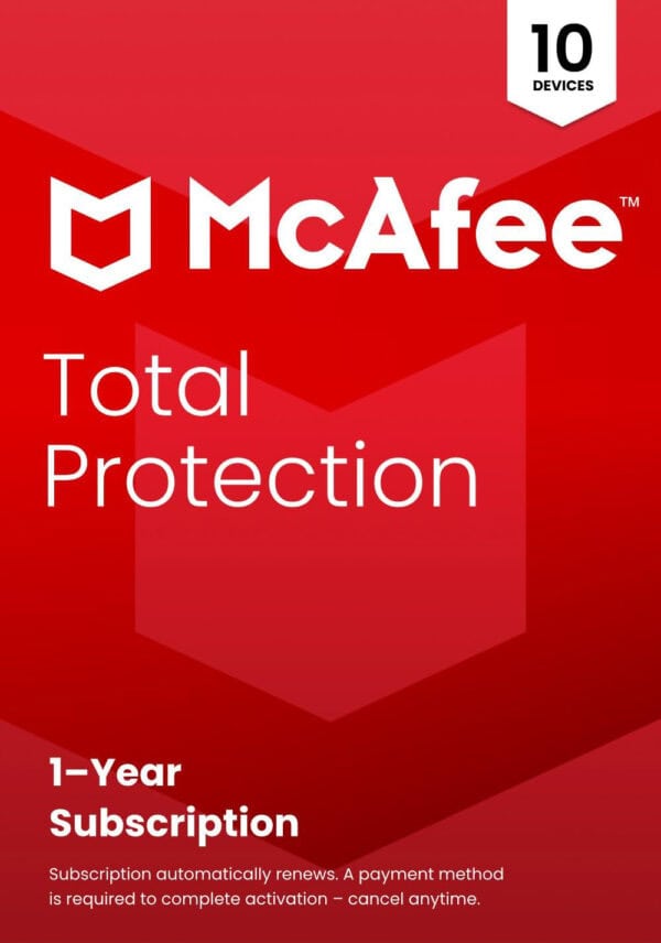 Mcafee Total Protection 10  Device 1 Year Windows/Mac/Android/iOS (Email Delivery) Global Key