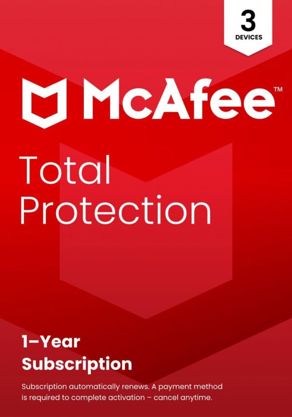 Mcafee Total Protection 3 Device 1 Year Windows/Mac/Android/iOS (Email Delivery) Global Key