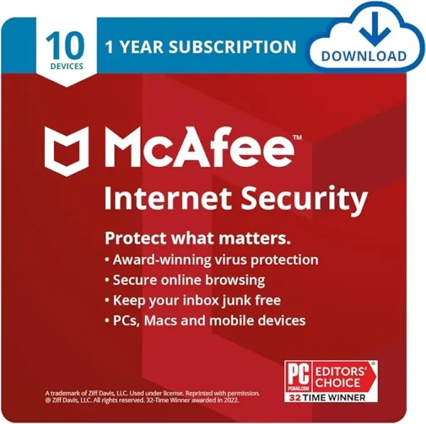 Mcafee Internet Security 10 Device 1 Year Windows/Mac/Android/iOS (Email Delivery) Global Key